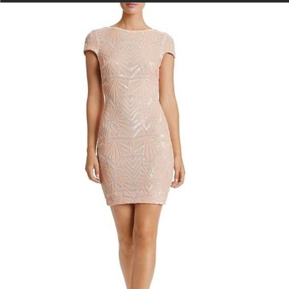 Dress The Population Nude Sequin Zoe Mini Dress
